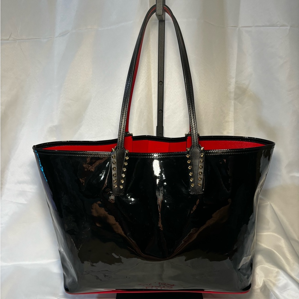 Christian Louboutin Tote Enamel Leather Black Woman Tote